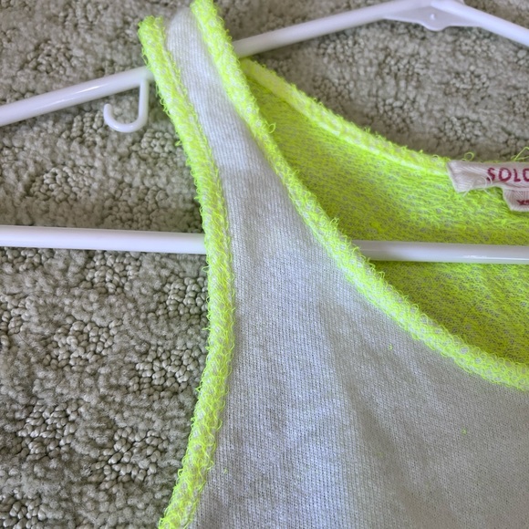 Solow Terry Cloth Racerback Tank Neon Yellow and White XS - Picture 4 of 5